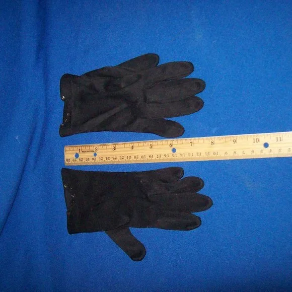 Accessories | Vintage Ladies Dress Gloves Black W Tiny Smokey Colored  Buttons | Poshmark